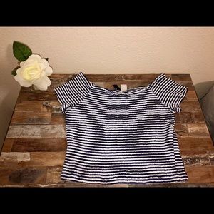 Navy and White Smock Crop Top